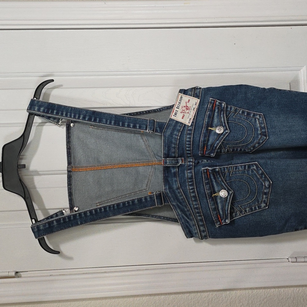 True Religion Dark Blue Denim Overalls - Picture 9 of 13